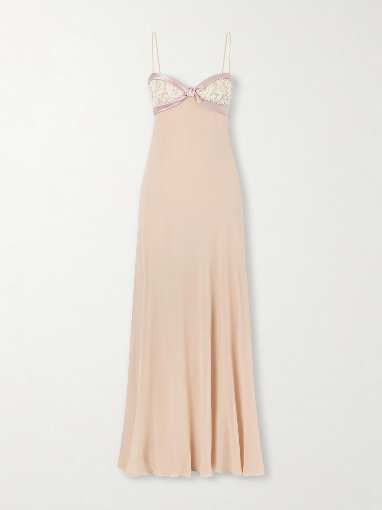 Lace- And Satin-trimmed Silk-georgette Gown