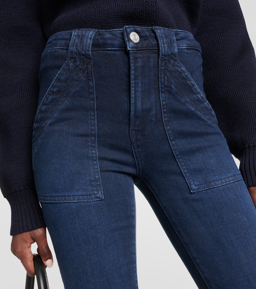 Trapunto high-rise flared jeans