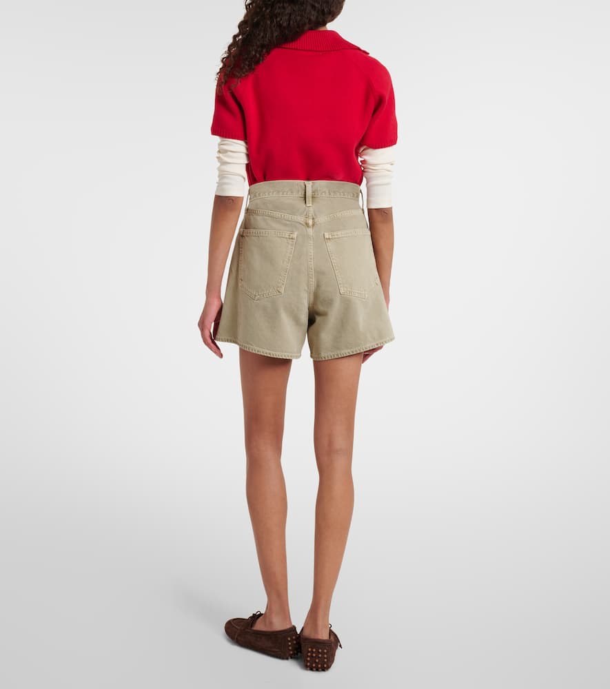 Mid-rise denim shorts