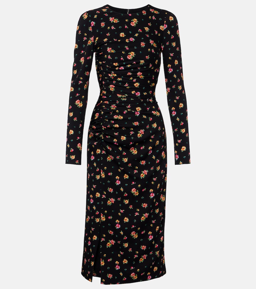 Floral silk-blend midi dress