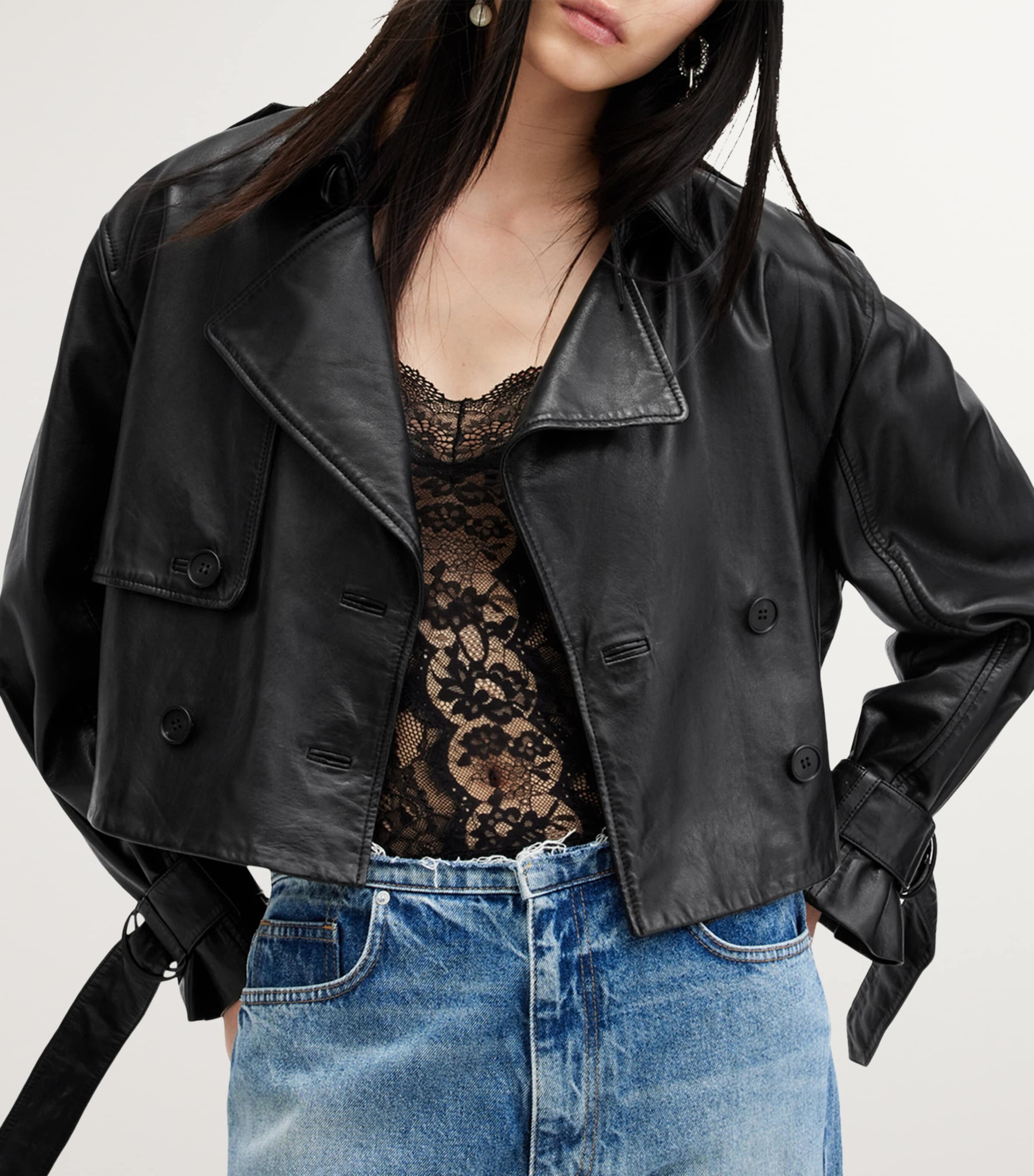 Leather Cropped Hendry Trench Coat