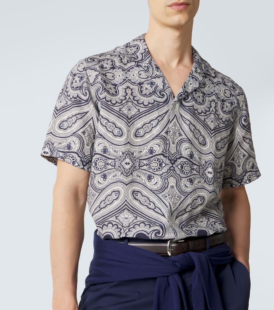 Maitan paisley linen bowling shirt