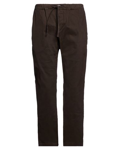 Man Pants Dark brown Size 34 Cotton, Elastane