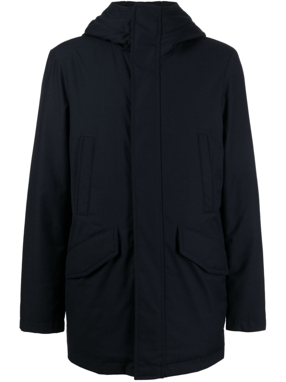 Zip-up hooded parka coat - Blue