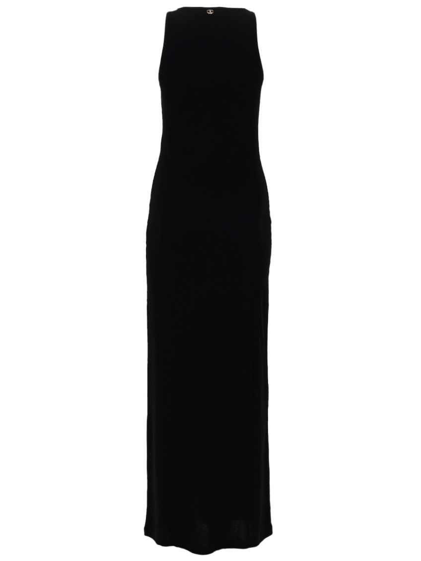 Black Embellished Round Neck Maxi Dress