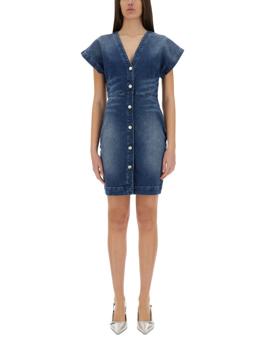 Moschino - slim fit denim dress v-neckline