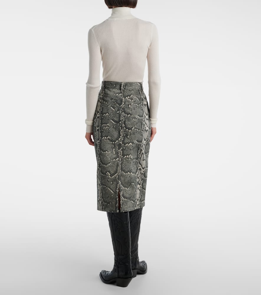 Adelaide snake-print cotton midi skirt