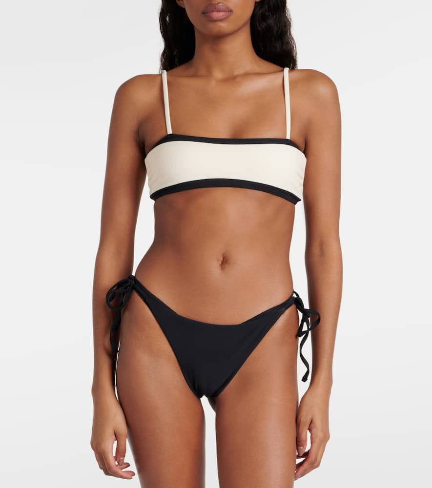 Colorblocked bandeau bikini top