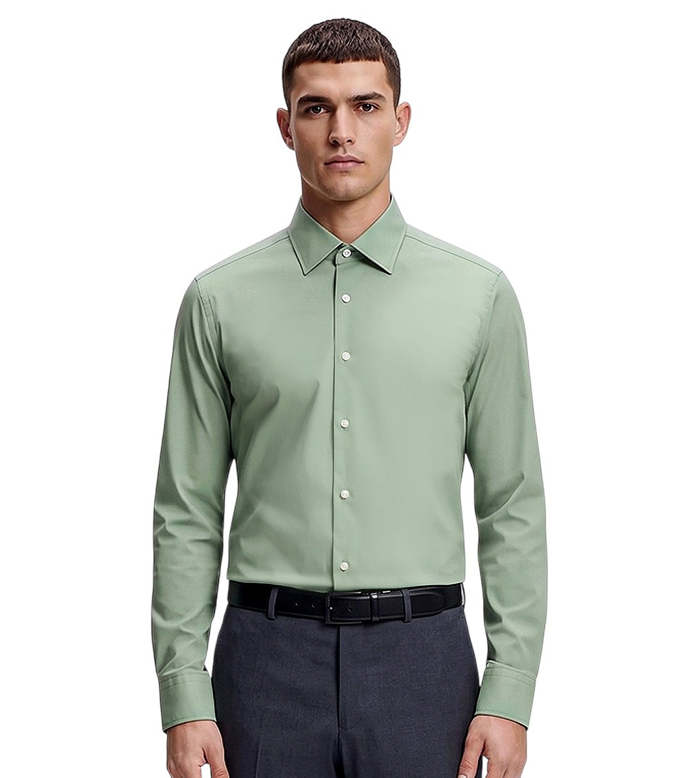 Green Relaxed Solid Shirts
