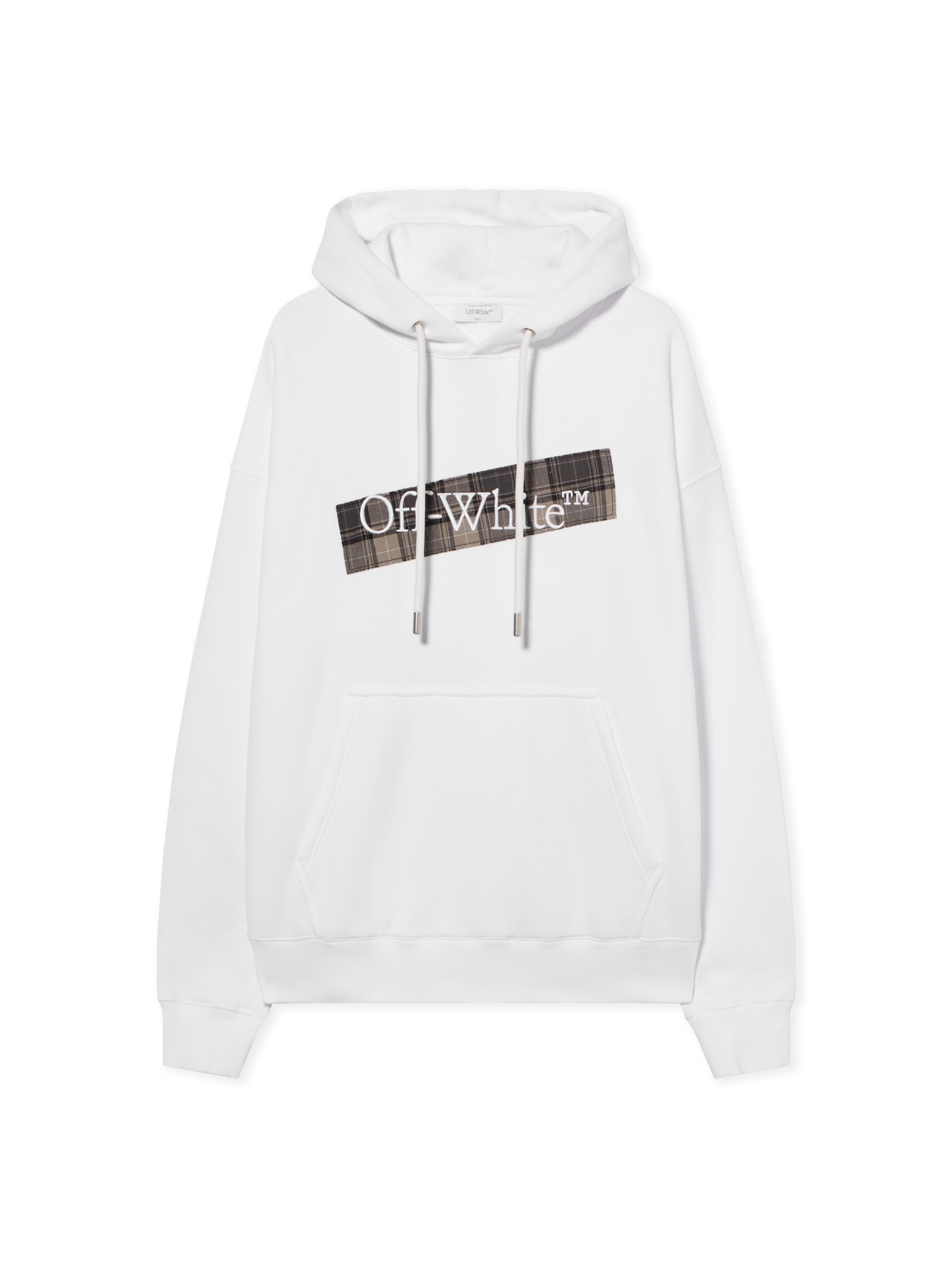 Diagonal Flannel Hoodie - Male Sweatshirts White