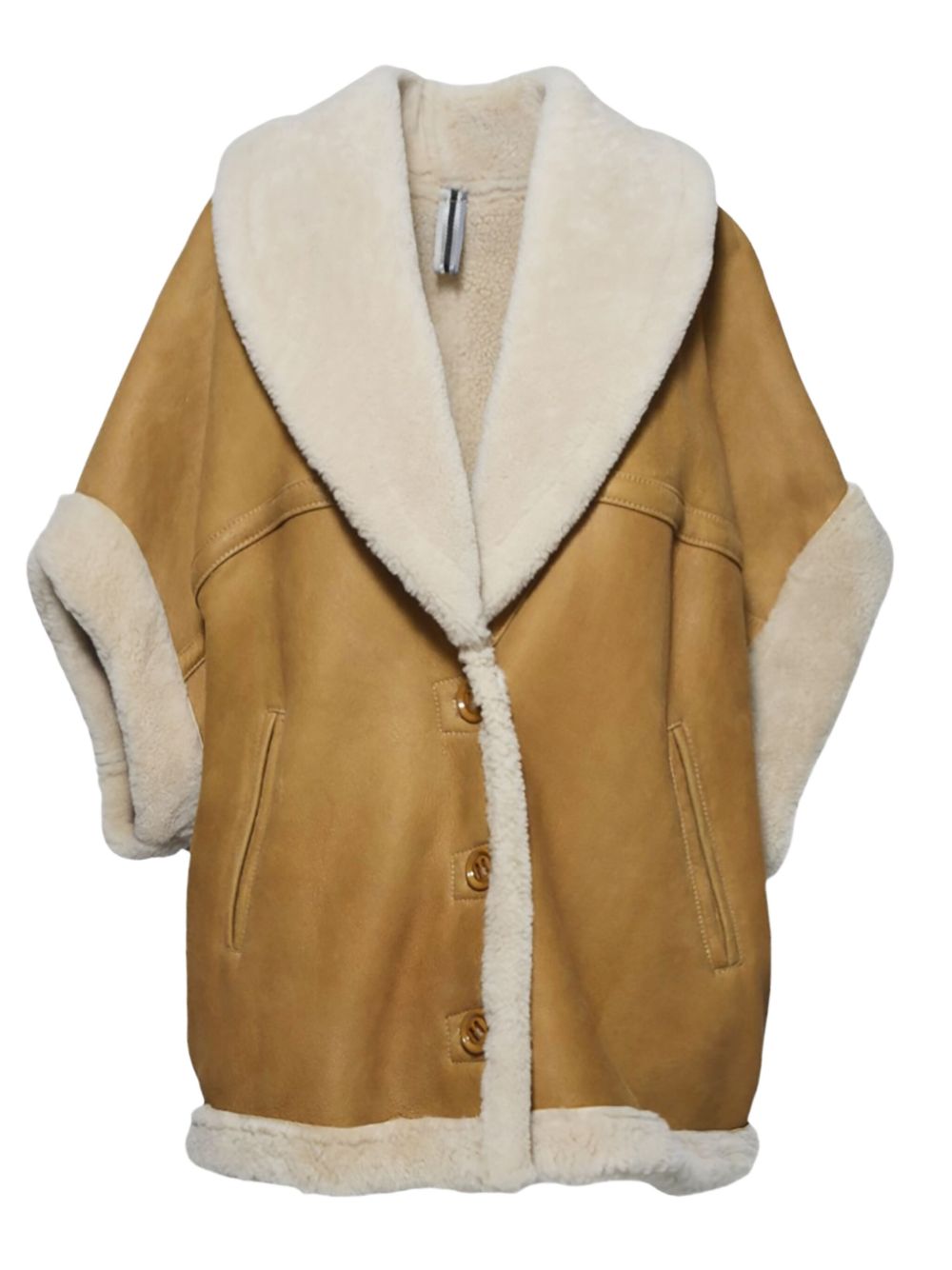 Shearling button-up jacket - Brown