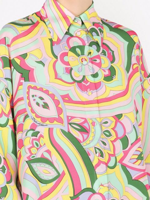 Abstract-print silk shirt