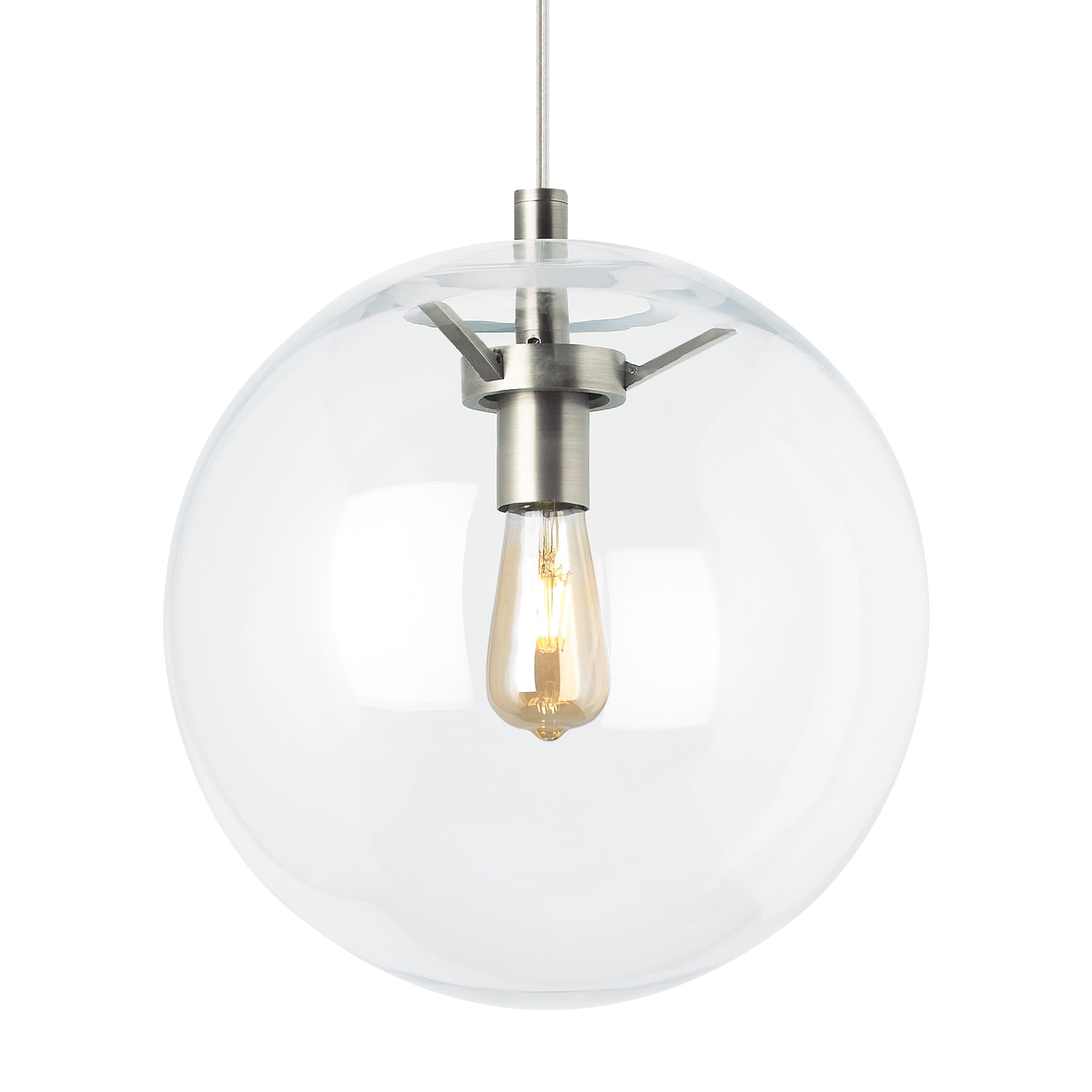 Palona 3000K-2200K LED 14" Pendant Light in Satin Nickel and Clear