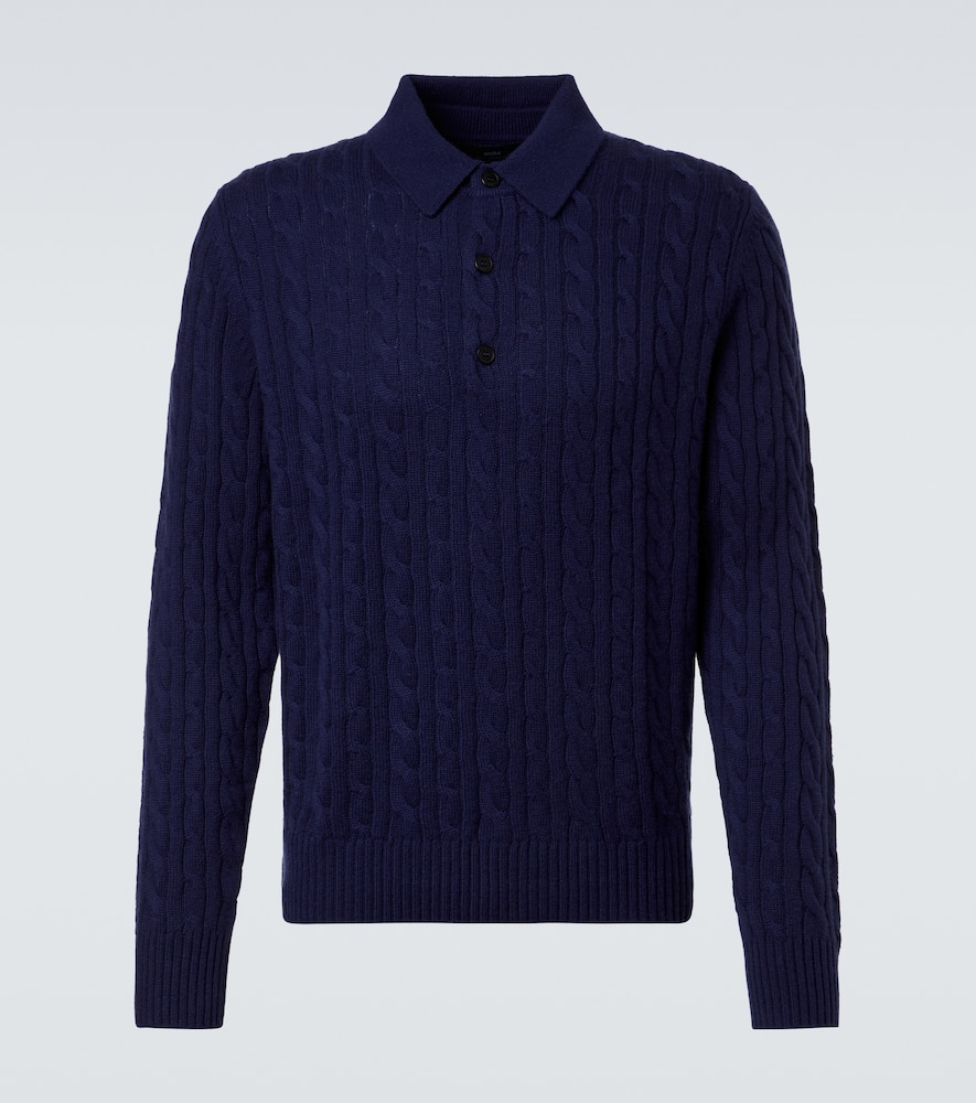 Cable-knit cashmere polo sweater