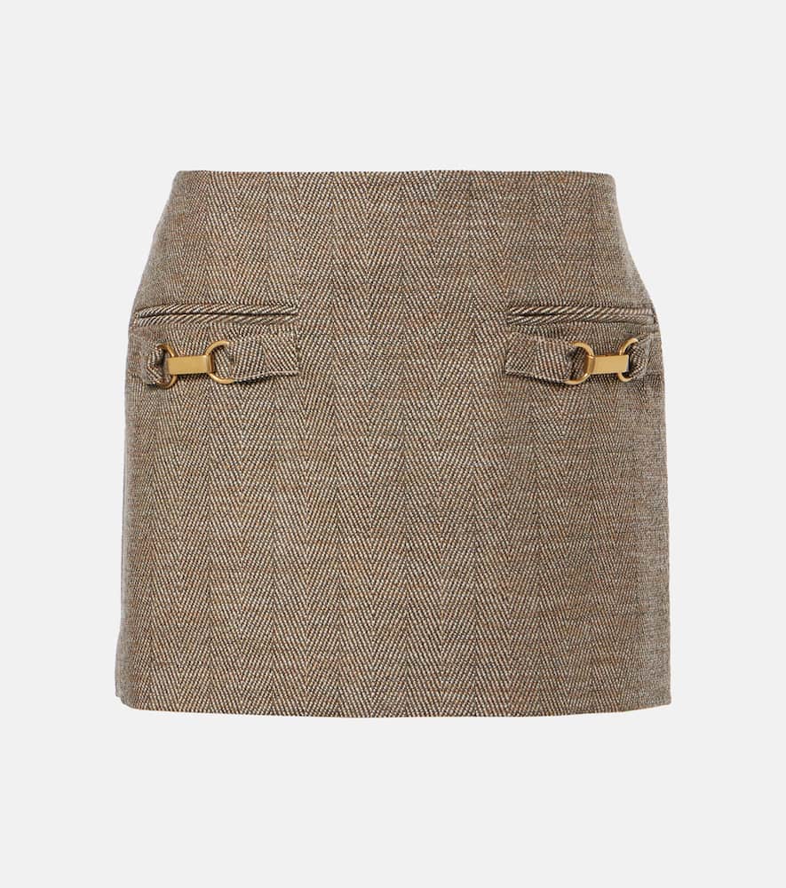 Herringbone wool-blend miniskirt