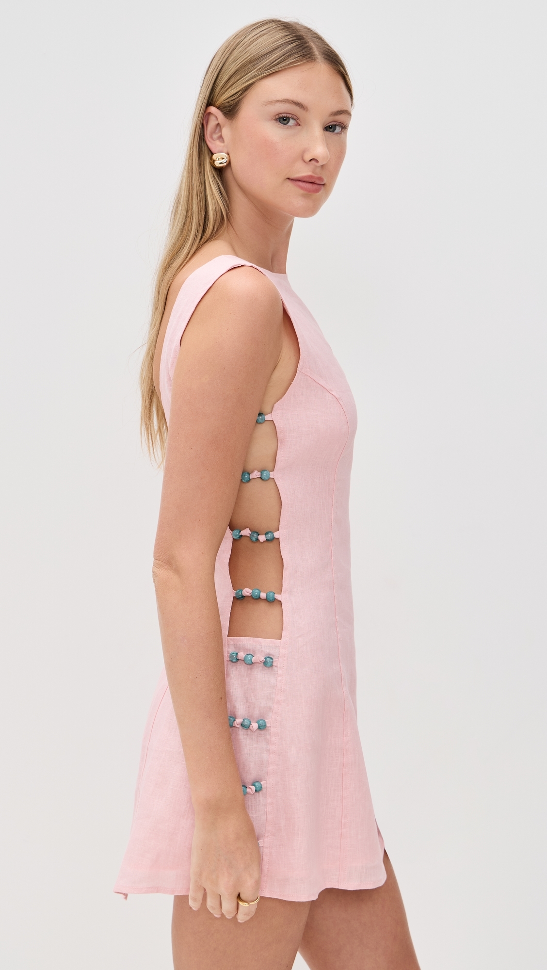 Tia Linen Mini Dress Blush