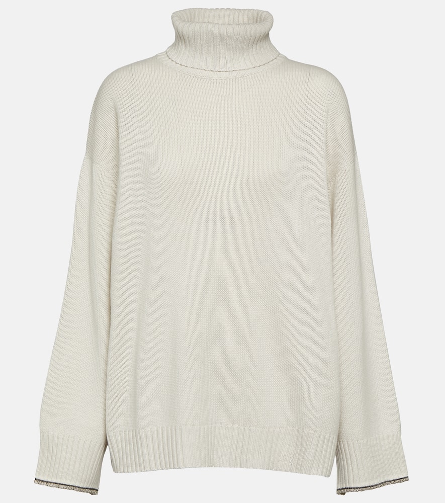 Wool, cashmere, and silk turtleneck sweater