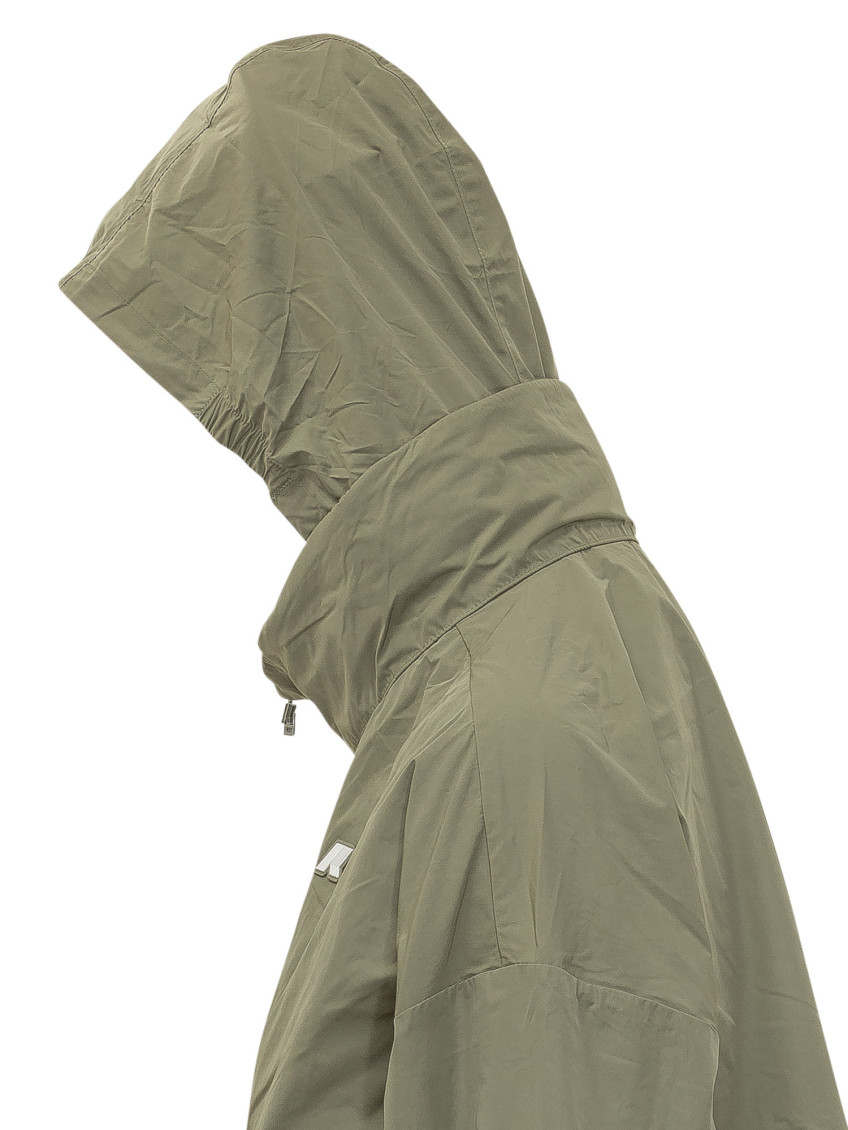 Green Solid Mandarin Collar Jacket