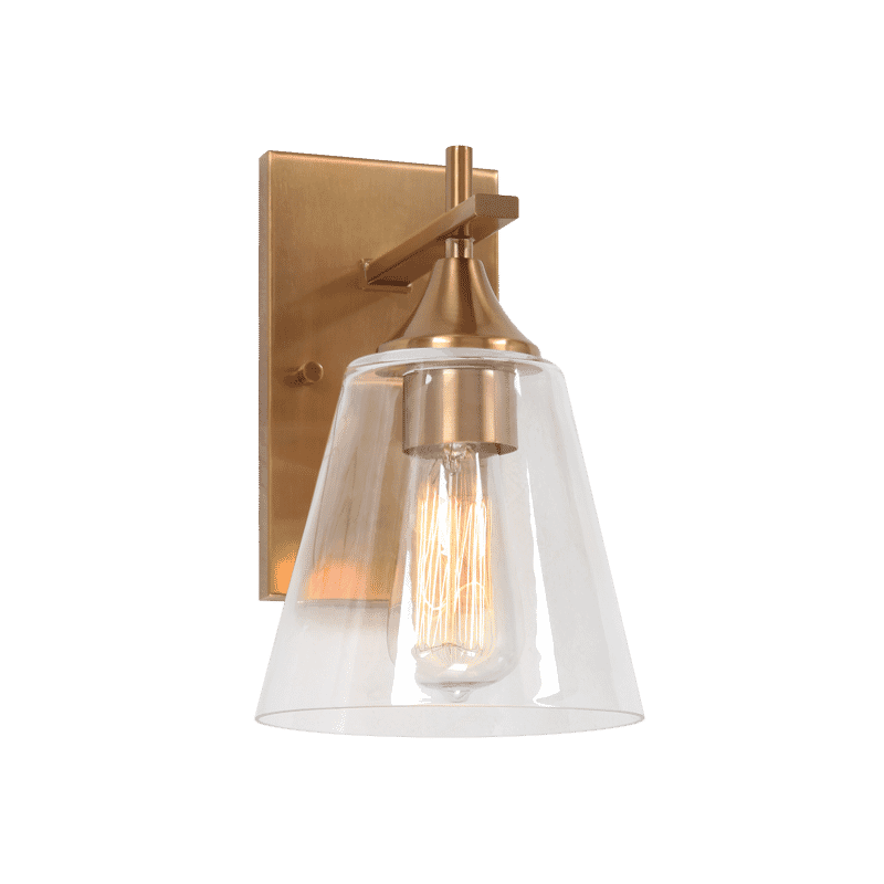 Aged Gold Brass One Light Wall Sconce from the Hollis Collection