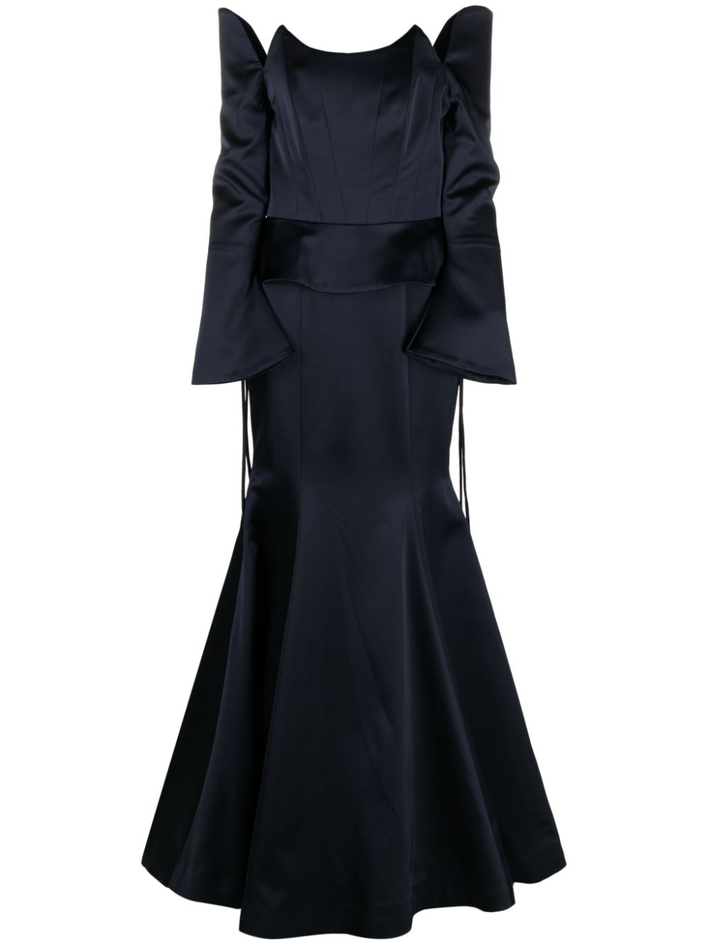 Off-shoulder satin fishtail gown - Blue