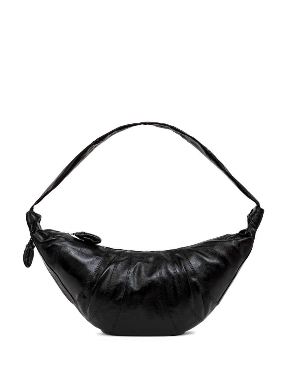 Large Croissant leather bag - Black