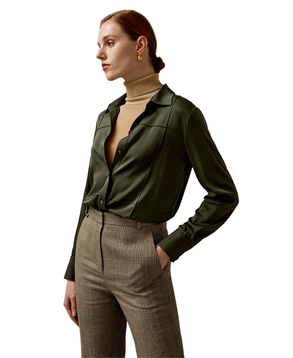 Sprezzatura Silk Blouse for Women - Dark olive