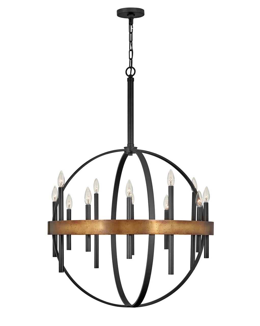 Weathered Brass LED Chandelier from the Wells Collection