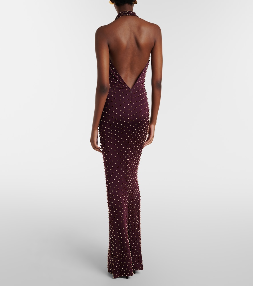 Agel embellished halterneck gown