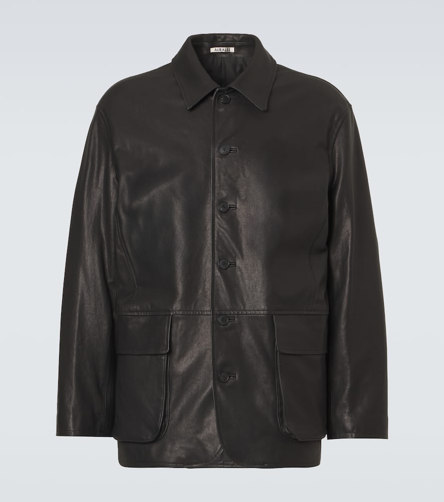 Leather blouson jacket