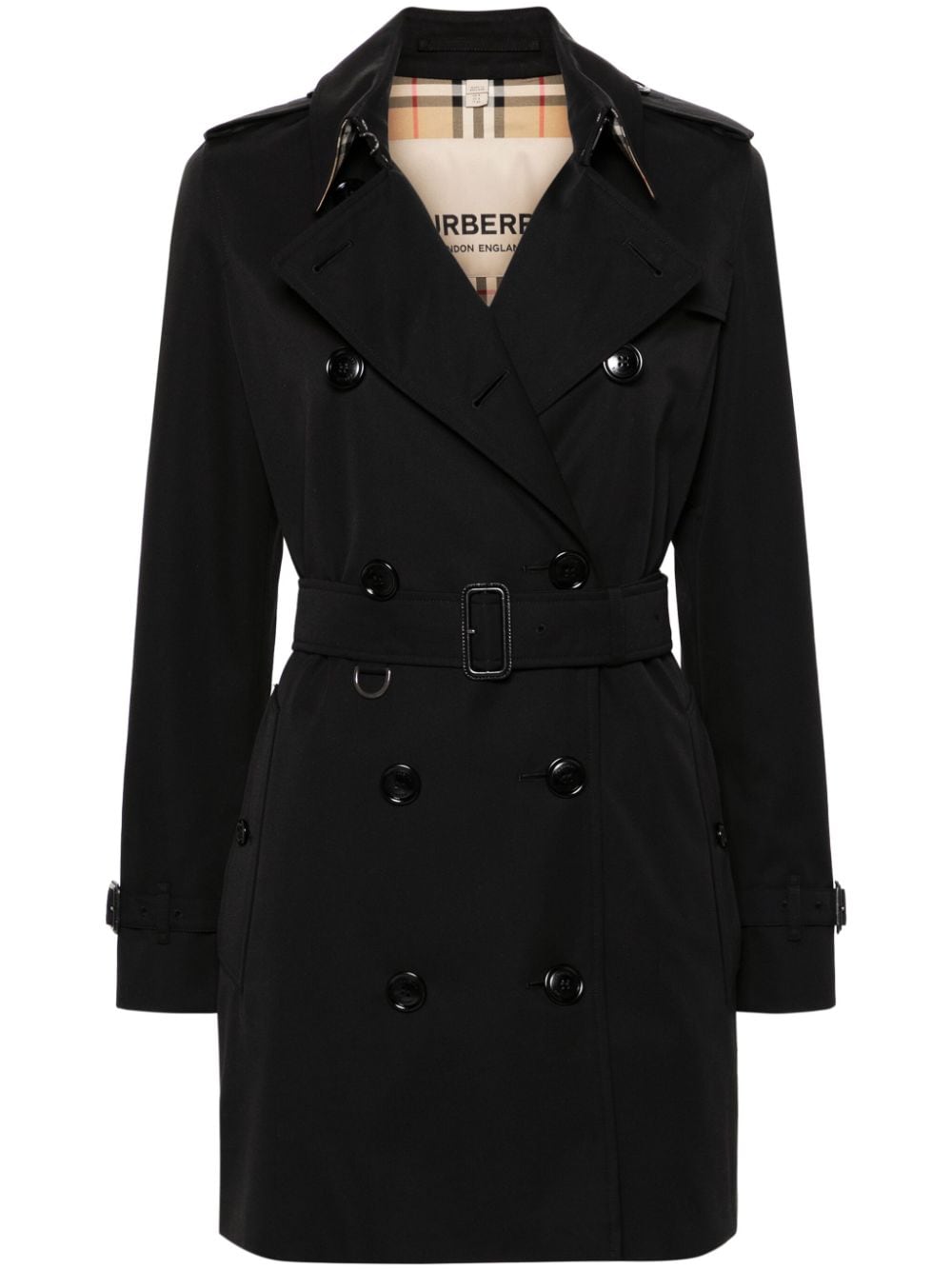 Vintage Check-pattern lining mid-length Kensington cotton trench coat