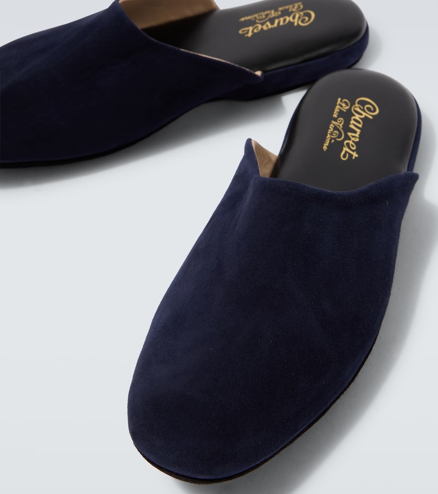 Leather-lined suede slippers