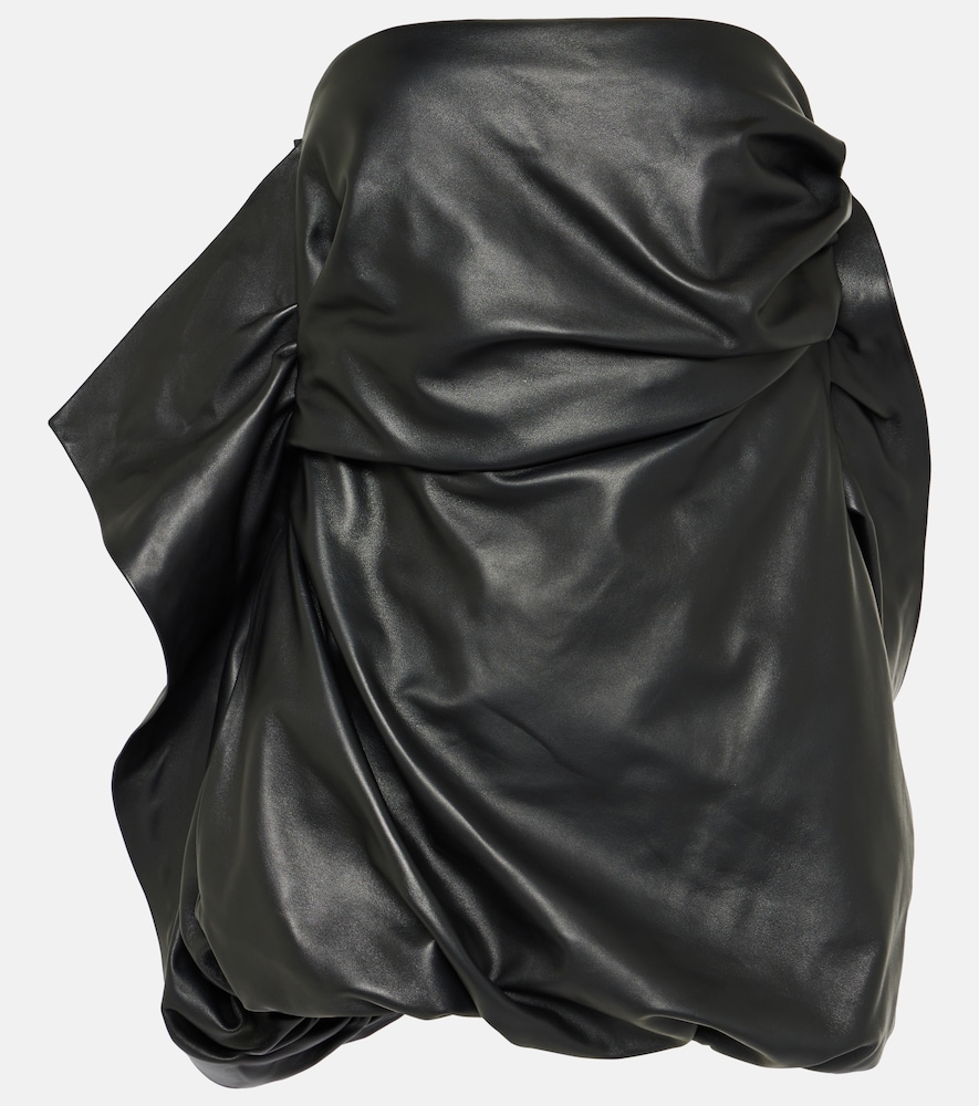 Strapless leather minidress