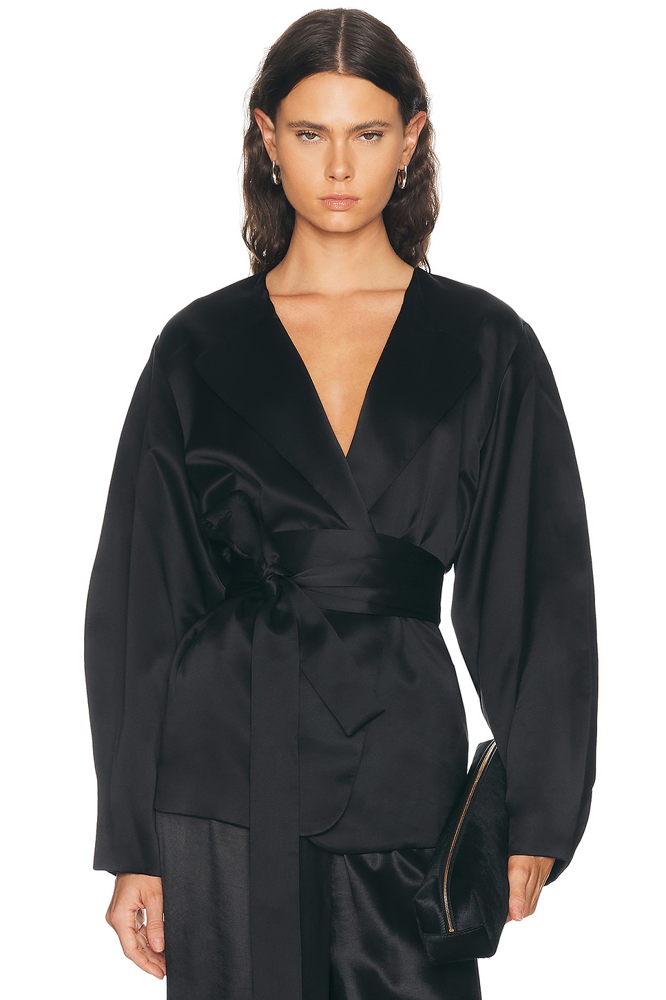 The Sei Blouson Tie Jacket in Black - Black. 2 also in