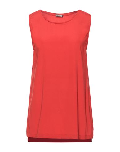 Malìparmi Woman Top Red Size 6 Silk, Elastic fibres