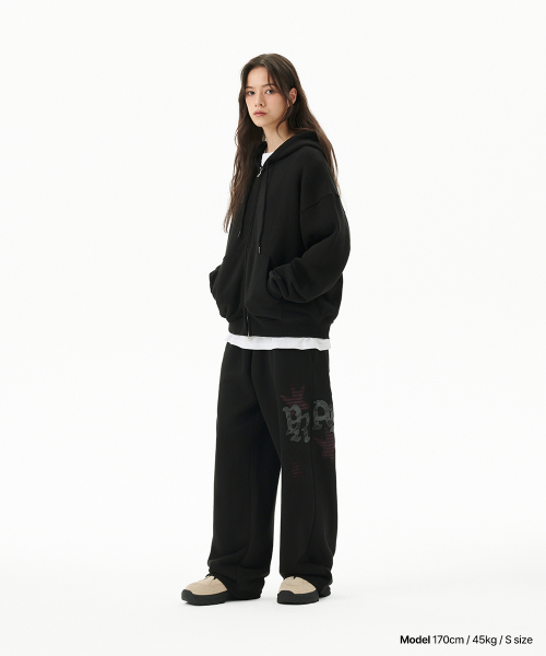 PRAY APPLIQUE SWEAT PANT BLACK