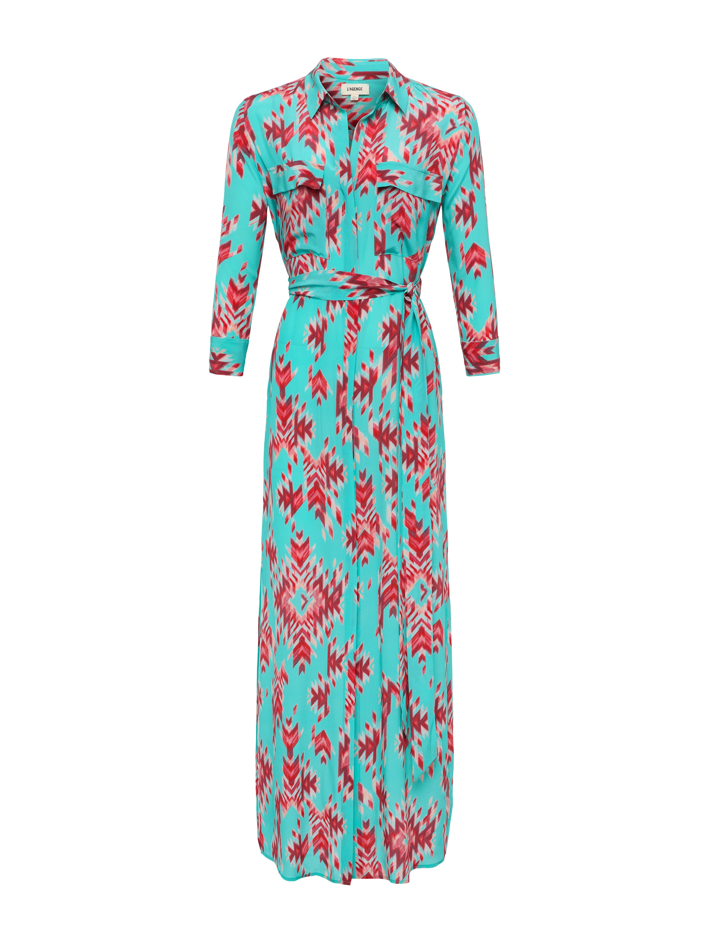 Cameron Silk Shirt Dress In Pool Blue
