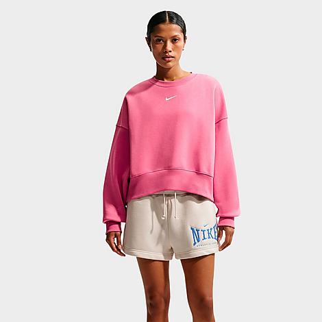 Women's Sportswear Phoenix Fleece Oversized Crewneck Sweatshirt in peony/sail