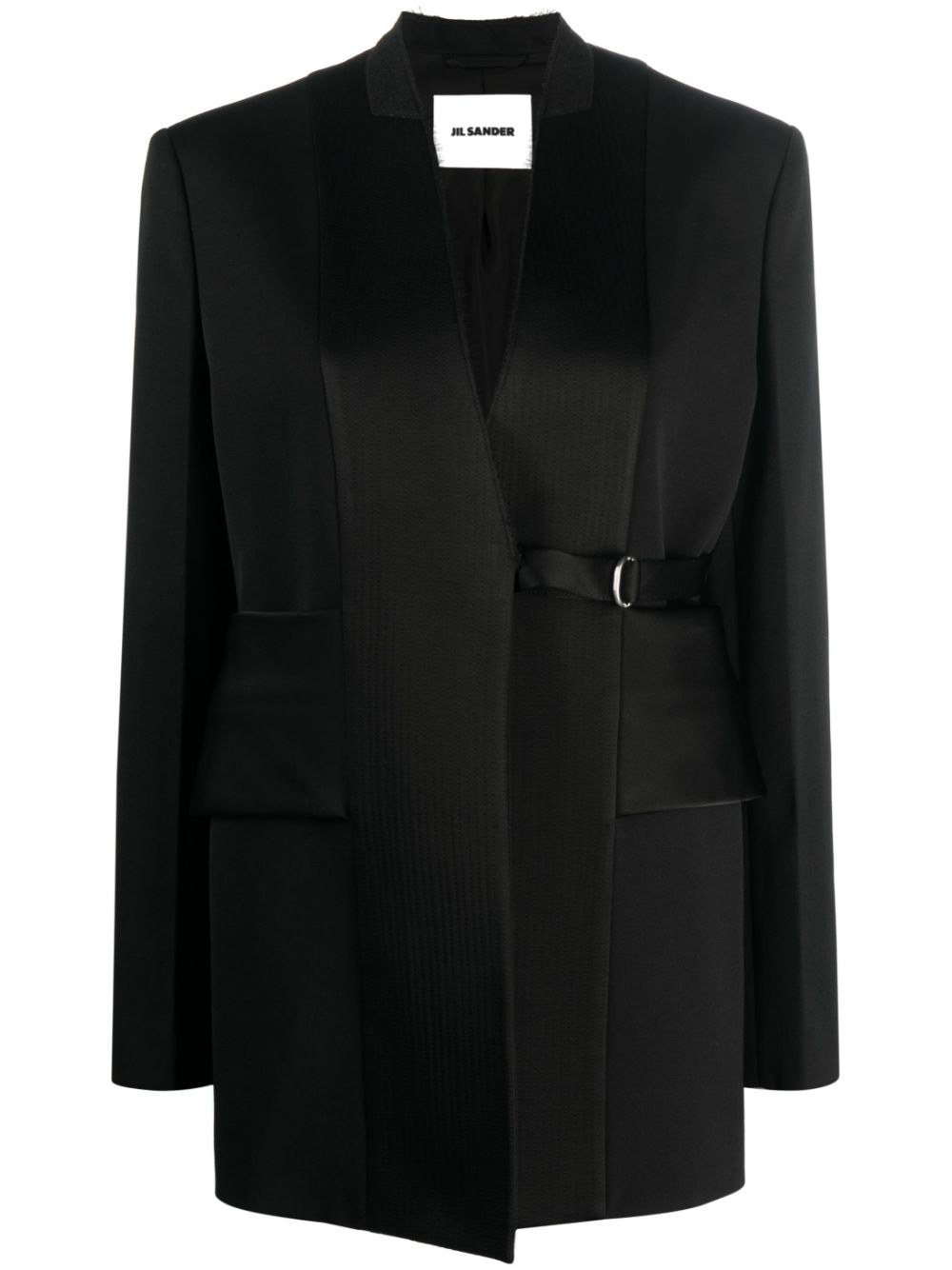 Asymmetric wool blazer - Black