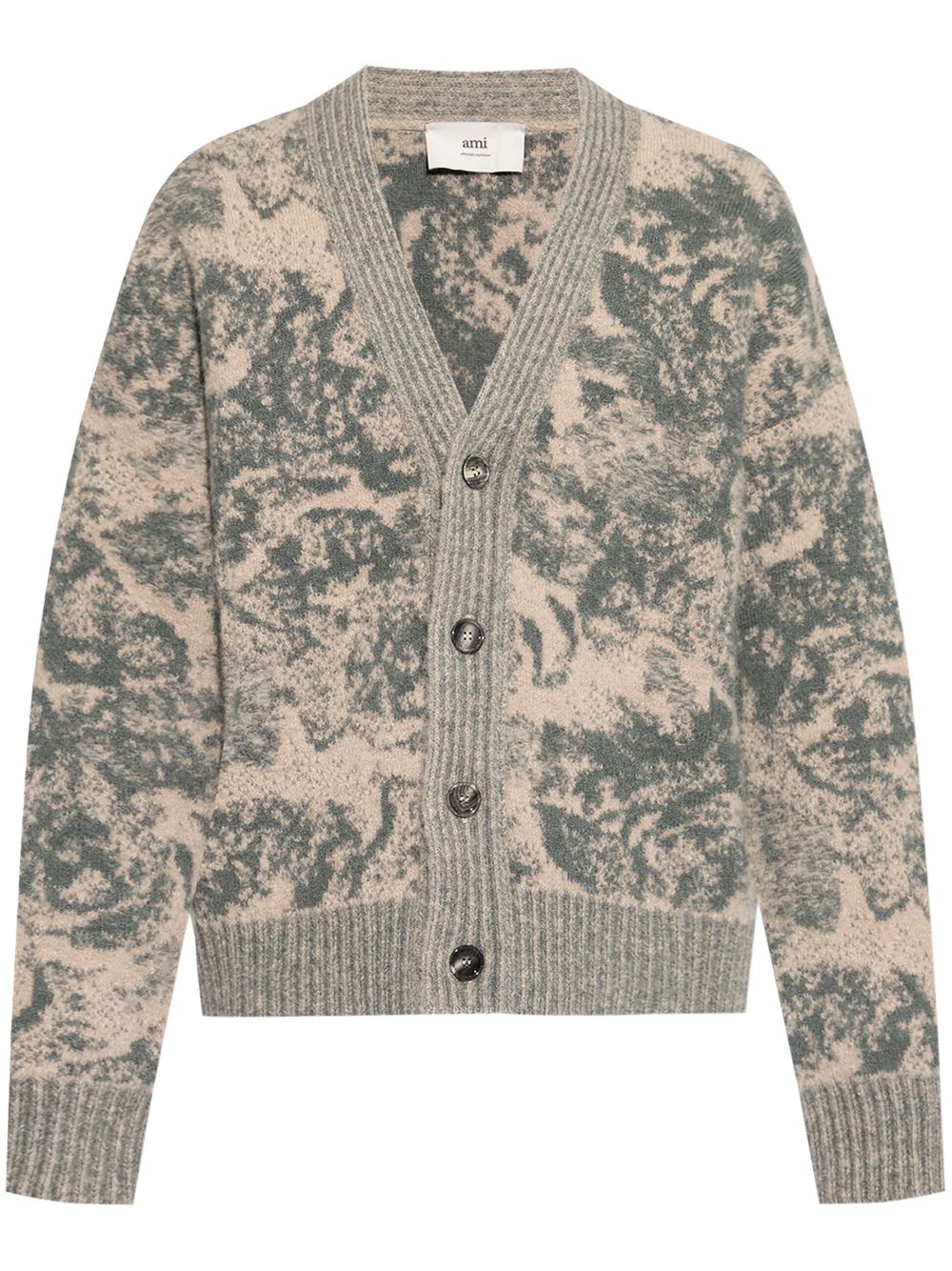 Patterned-jacquard cardigan - Neutrals