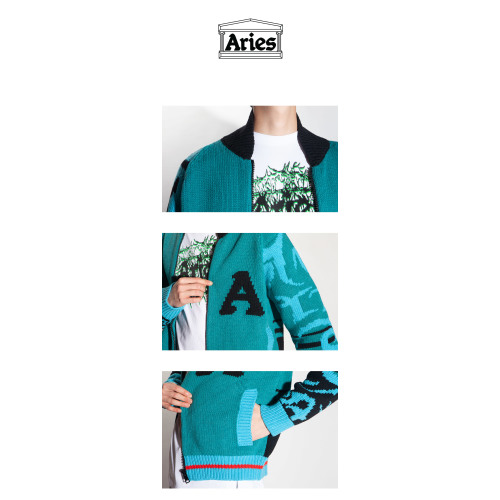 Logo-intarsia zip-up cardigan - Blue