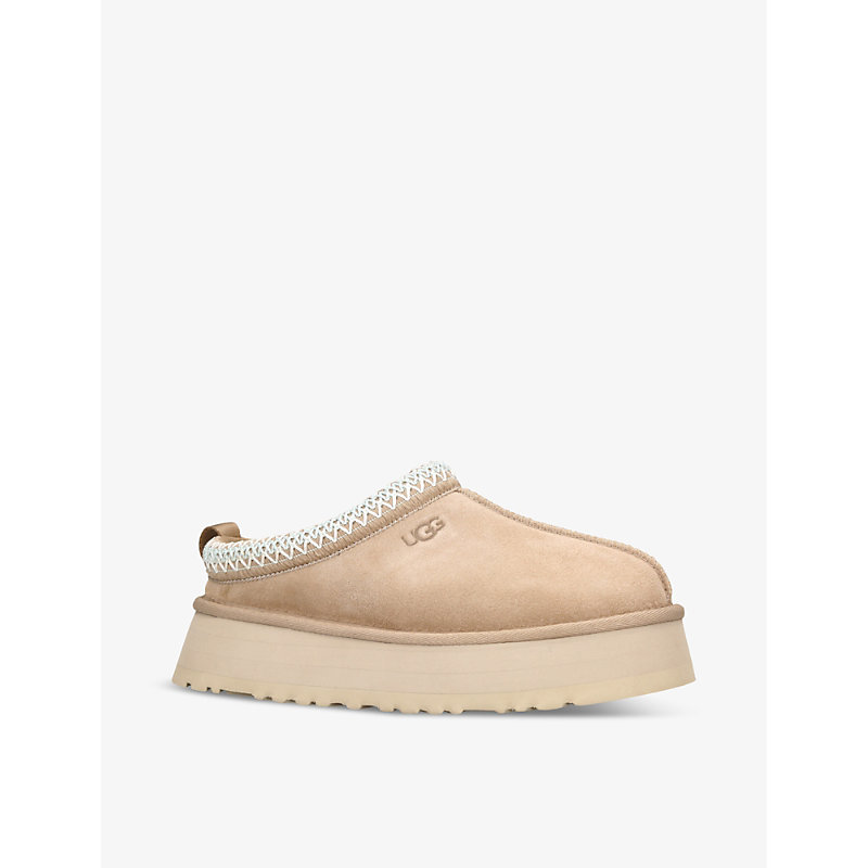 Womens Beige Tazz Suede and Shearling Slippers