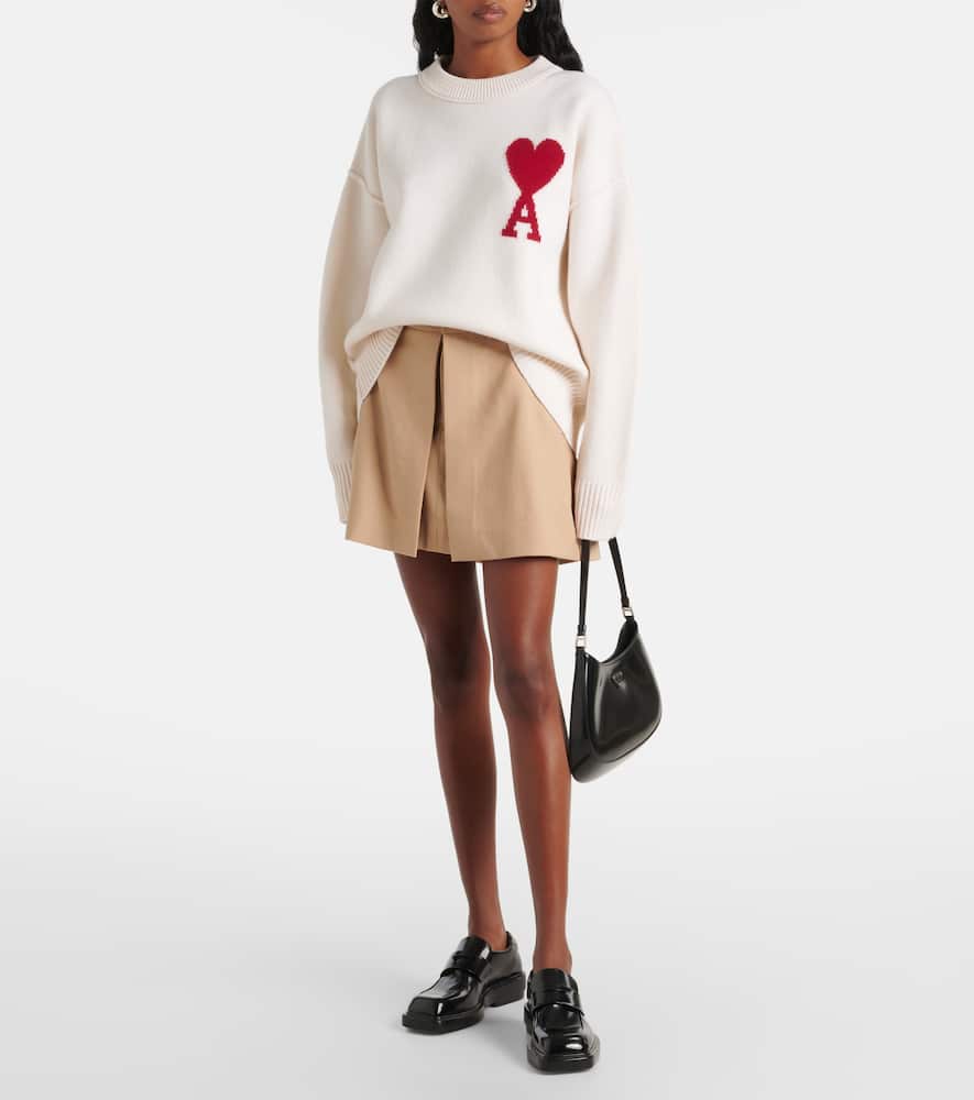Wool gabardine miniskirt