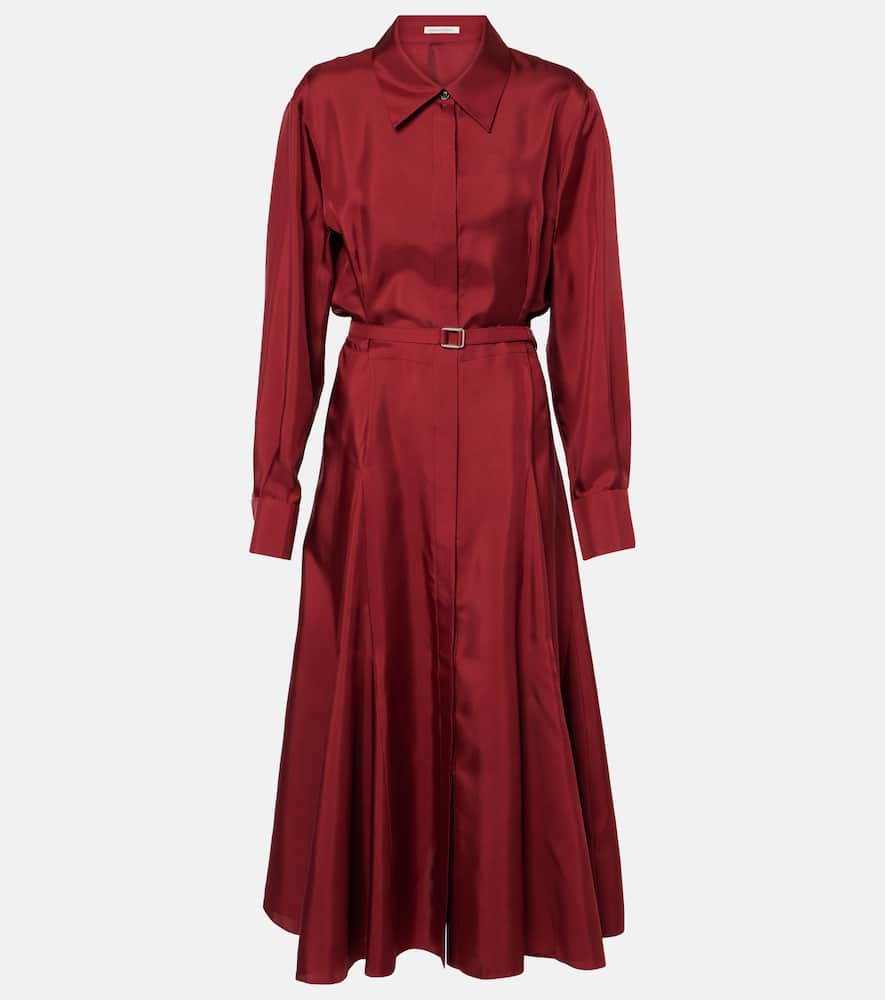 Riko belted silk twill shirt dress