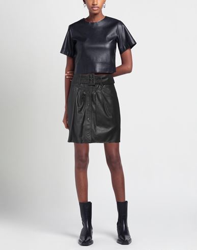 Woman Mini skirt Black Size XS Goat skin