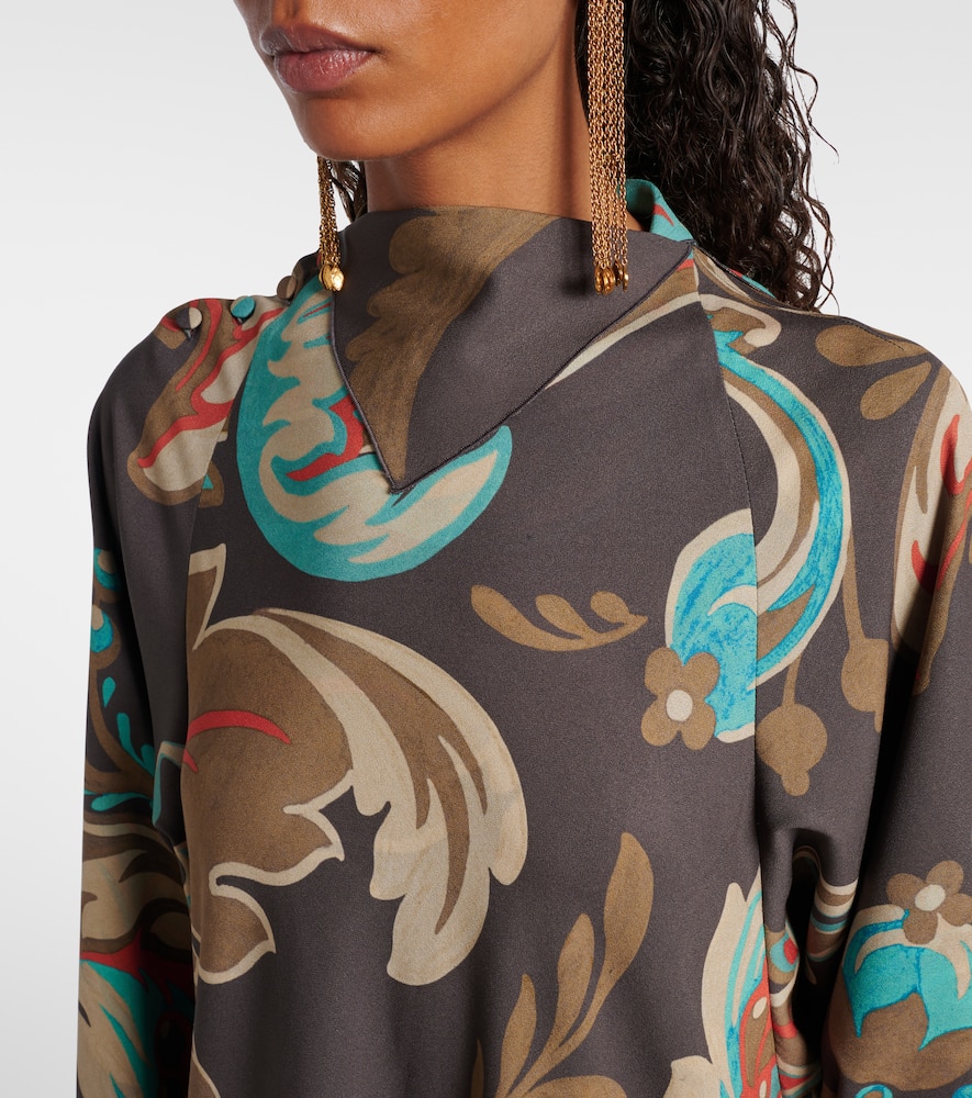 Printed asymmetric maxi dress