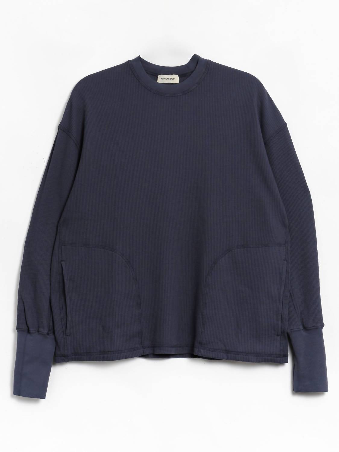 Men's Waffle Crewneck Top In Navy