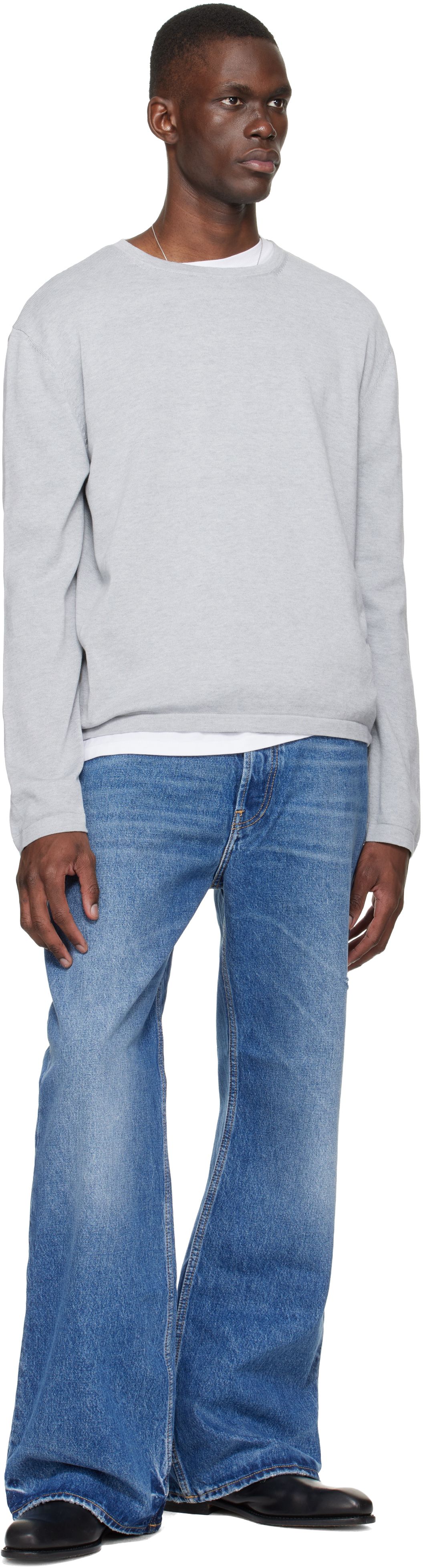 Gray Long Sleeve Crewneck T-shirt