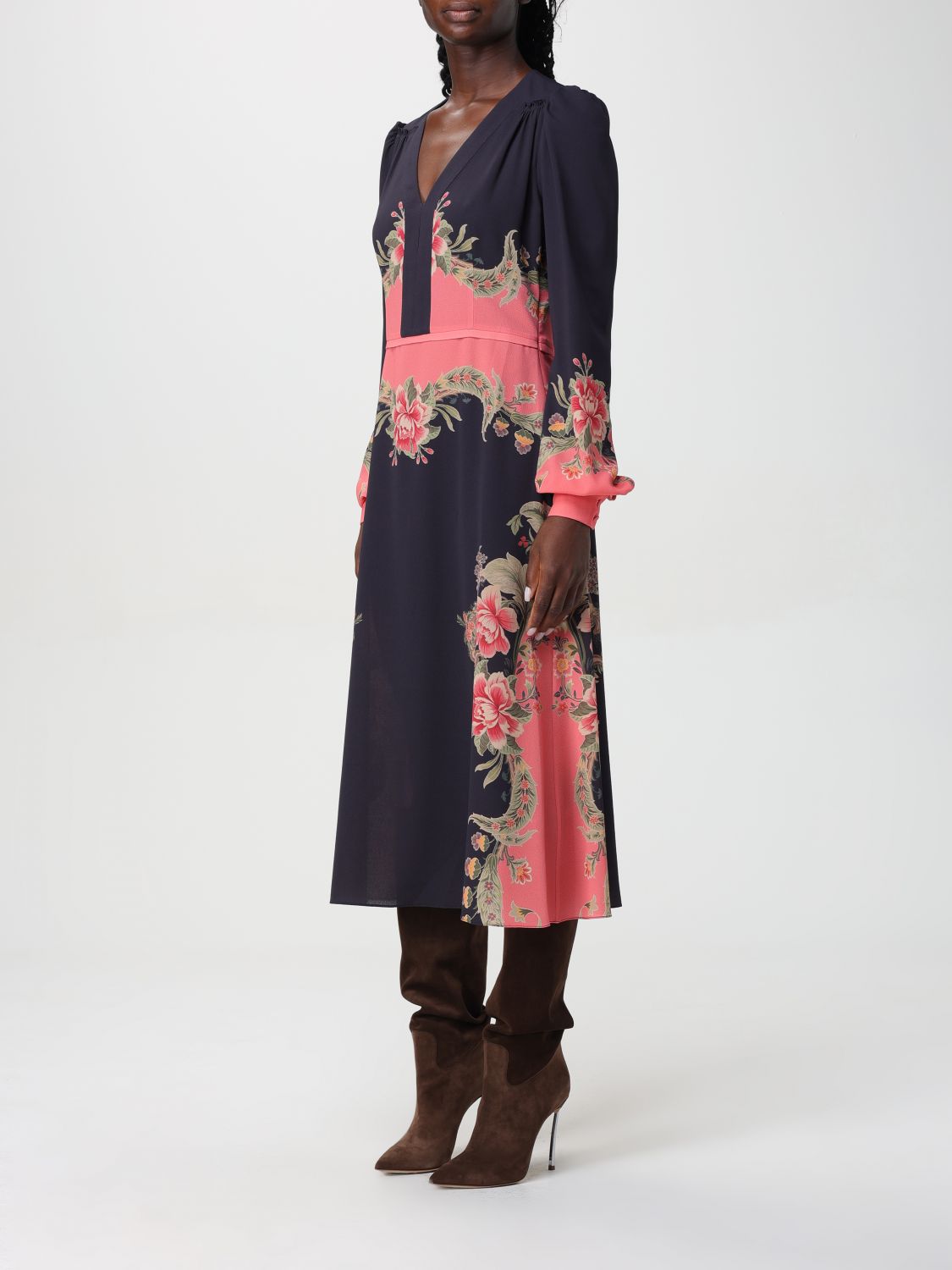 Floral-print midi dress - Blue