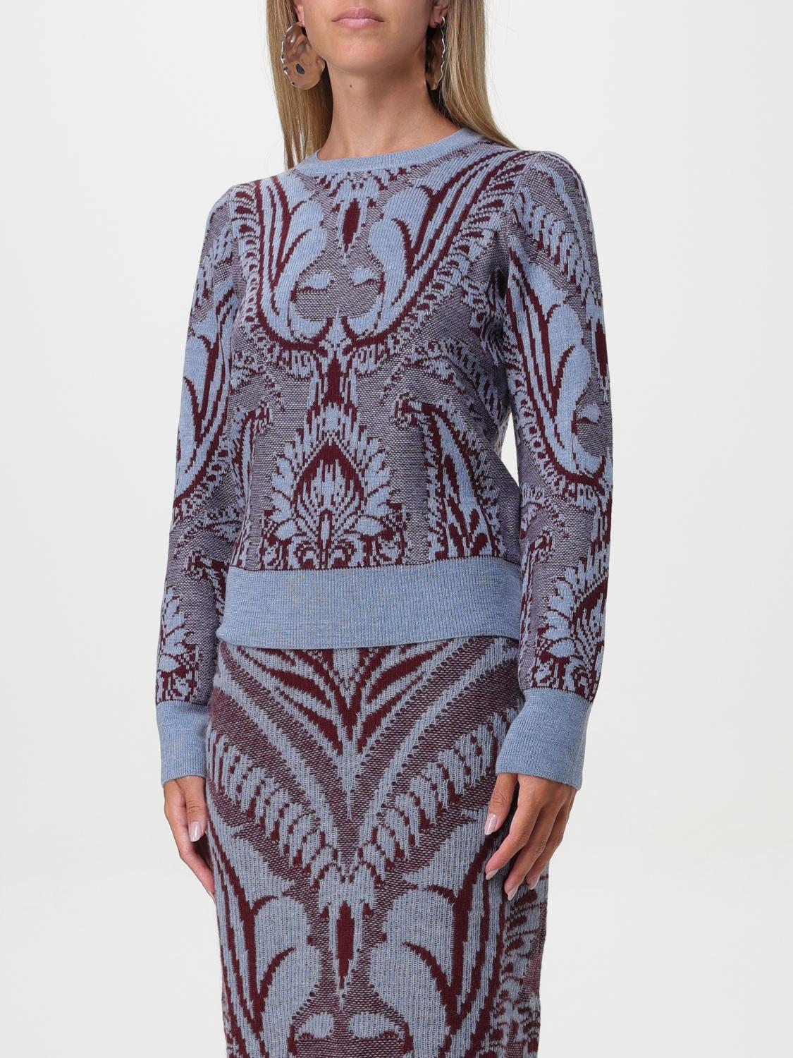 Floral jacquard-knit wool jacket - Blue