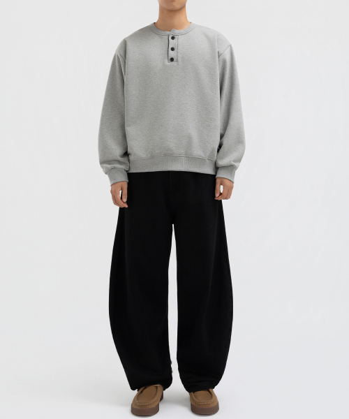 Oversized henley neck sweatshirt gray
